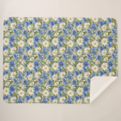 Blaue Weiße Margeriten Sherpadecke (Vorderseite (Horizontal))