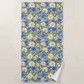 Blaue Weiße Margeriten Strandtuch (Vorderseite)
