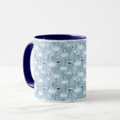 Blaue Weiße Marine Launische Wasserfarben Blumen Tasse (Vorderseite Links)