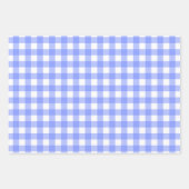 Blaue, weiße Matching-Muster Gingham Dots Streifen Geschenkpapier Set (Vorderseite)