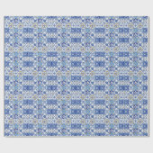 Blaue, weiße, mediterrane Mosaikfliesen Geschenkpapier (Flach)