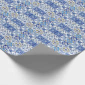Blaue, weiße, mediterrane Mosaikfliesen Geschenkpapier (Ecke)