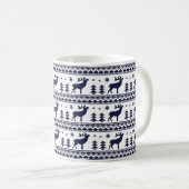 Blaue Weiße Messe Isla Weihnachten Pullover Muster Kaffeetasse (VorderseiteRechts)