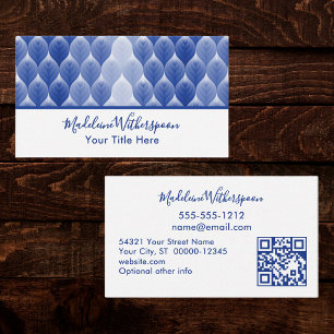 Blaue Weiße Moderne Geometrische QR-Code-Designs Visitenkarte