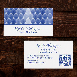 Blaue Weiße Moderne Geometrische QR-Code-Designs Visitenkarte