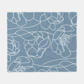 Blaue Weiße Moderne Wildblume Fleecedecke (Vorderseite (Horizontal))