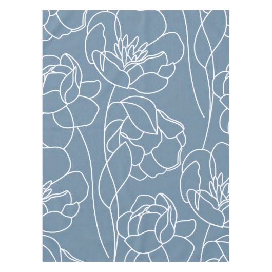 Blaue weiße moderne Wildblume Tischdecke (Vorderseite)