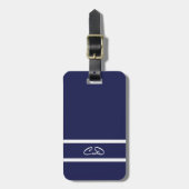 Blaue, weiße Monogramm-Initialen Gepäckanhänger (Vorderseite vertikal)