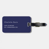 Blaue, weiße Monogramm-Initialen Gepäckanhänger (Rückseite horizontal)