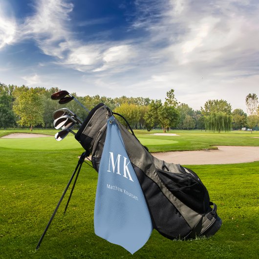 Blaue weiße Monogramm-Initialen Golfhandtuch