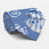 Blaue weiße Muschel Krawatte (Gerollt)