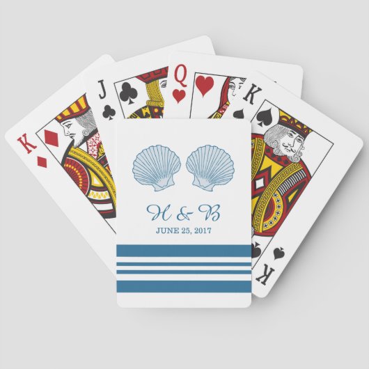 Blaue weiße Muscheln Spielkarten (Rückseite)