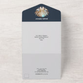 Blaue, weiße Muschelperlen All In One Einladung (Außenbereich)