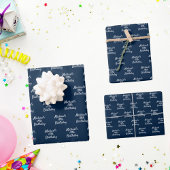 Blaue weiße Namensskripte Geschenkpapier Set