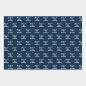 Blaue weiße Namensskripte Geschenkpapier Set (Vorderseite)