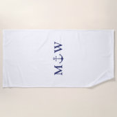 Blaue weiße Paarparapelle für Ankernacht Strandtuch (Vorderseite)