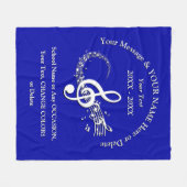 Blaue weiße personalisierte Musiknotethrow-Decke Fleecedecke (Vorderseite (Horizontal))