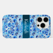 Blaue Weiße Pfauenfedern Case-Mate iPhone Hülle (Rückseite (Horizontal))