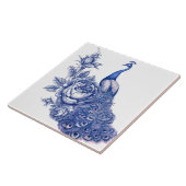 Blaue Weiße Pfauenrose Fliese (Seite)