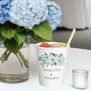 Blaue Weiße Pfingstrose Florale Individuelle Frühl Pappbecher