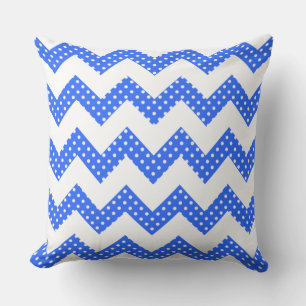 Blaue weiße Punkte Chevron Deko-Wurfkissen Kissen