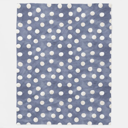 Blaue weiße Punkte   Fleecedecke (Vorderseite)