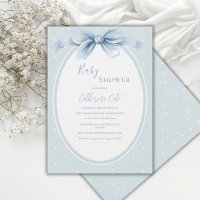 Blaue weiße Punkte Schleife Baby Shower