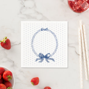 Blaue weiße Punkte-Vintage-Eleganz  Serviette