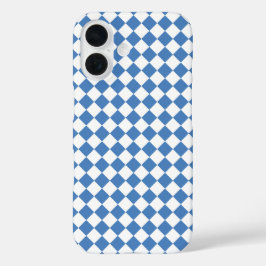 Blaue weiße Rauten-Karomuster iPhone 16 Hülle