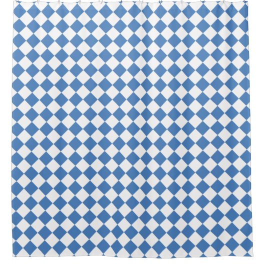 Blaue weiße Rauten-Karomuster Duschvorhang (Vorderseite)