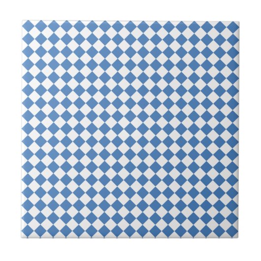 Blaue weiße Rauten-Karomuster Fliese (Vorderseite)
