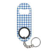 Blaue weiße Rauten-Karomuster Mini Flaschenöffner (Rückseite)