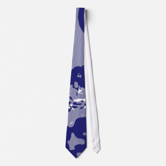 Blaue, weiße Retro Art Stripes Muster 2 Krawatte (Vorderseite)