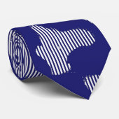 Blaue, weiße Retro Art Stripes Muster 2 Krawatte (Gerollt)