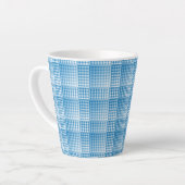 Blaue Weiße Schachbrettmuster-Abstraktion Milchtasse (Linke Ecke)