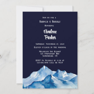 Blaue, weiße Schneeberge Brunch & Bubbly Einladung