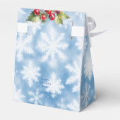 Blaue weiße Schneeflocken Pinienkerne Rote Berries Geschenkschachtel (Rückseite)