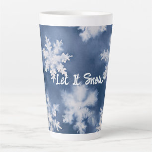 Blaue weiße Schneeflocken Weihnachten Milchtasse