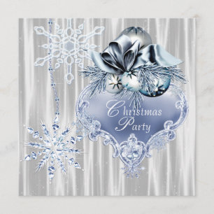Blaue weiße Schneeflocken-Weihnachtsfeier Einladung