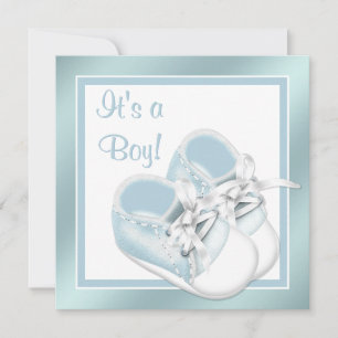 Blaue Weiße Schuhe Elegante Blaue Baby Boy Shower Einladung