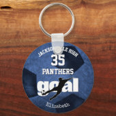 Blaue weiße Schulmannschaft Sportmädchen Fußball Schlüsselanhänger (Vorderseite)