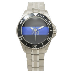 Blaue/weiße Sergeant-Streifen dünnen Blue Lines Armbanduhr