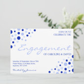 Blaue, weiße Spot Muster informelle Engagement Par Einladung (Stehend Vorderseite)