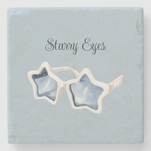 Blaue Weiße Stern Sonnenbrille Steinuntersetzer (Vorderseite)