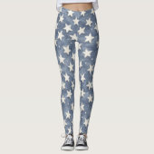 Blaue Weiße Sterne   Leggings (Vorderseite)
