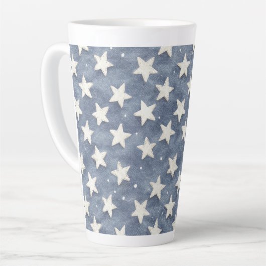 Blaue Weiße Sterne Milchtasse (Linke Ecke)