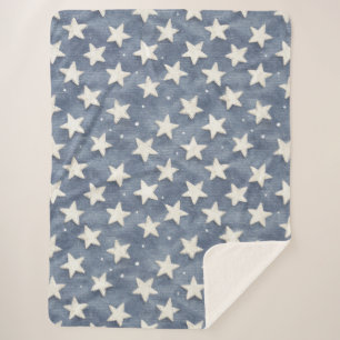 Blaue Weiße Sterne Sherpadecke