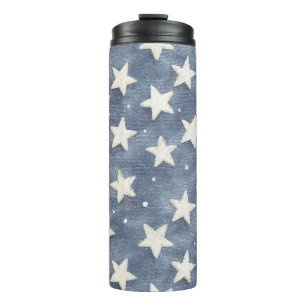 Blaue Weiße Sterne Thermosbecher