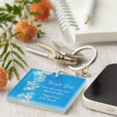 Blaue weiße Strand Starfishhochzeit Schlüsselanhänger (Vorderseite rechts)