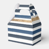 Blaue weiße Streifen Birthday Baby Dusche Geschenkschachtel (Rückseite)